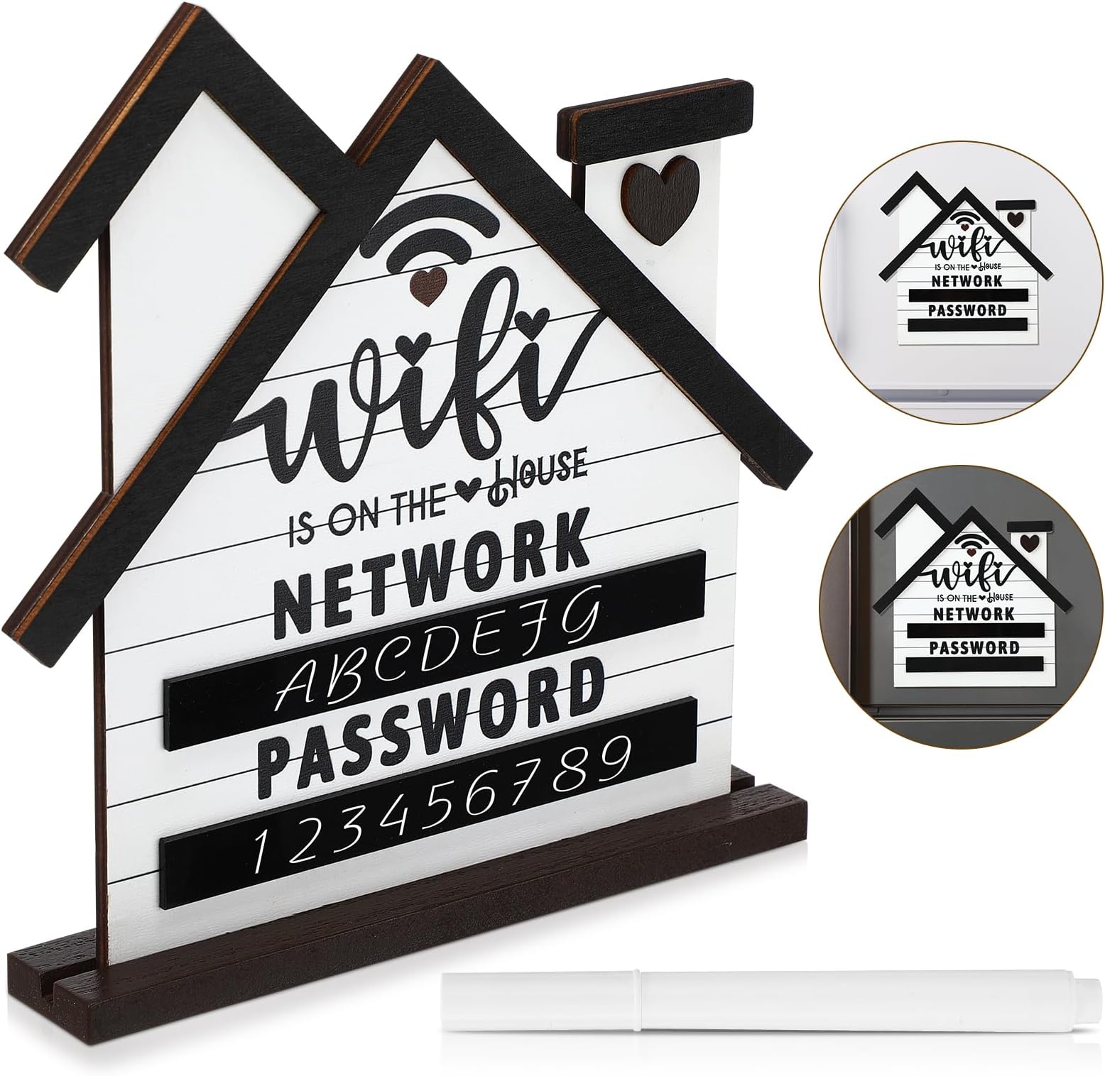 Wi-Fi Password Board Aus Holz - Wiederverwendbar Mit Stift Für Hotel & Café