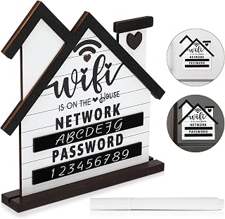 Wood Wifi Sign Guest Bedroom/Room Essentials,Wooden Wifi Password Sign for Home/Business with Erasable Pen,Signs for Guest Bedroom Decor