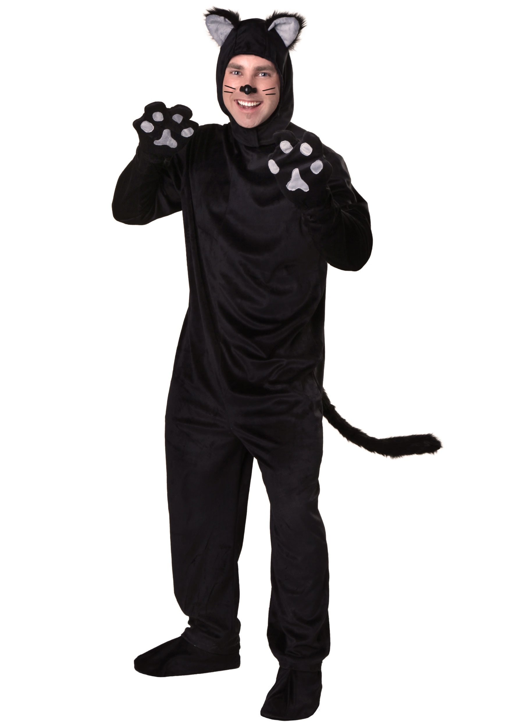Black Cat Costume for Adults, Cat One-piece for Dress-Up or Halloween