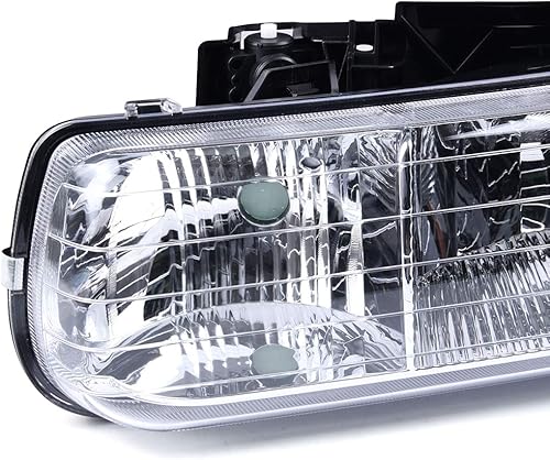 Miniatura 7 de CHEDA Conjunto de faros delanteros para Chevy Silverado 15002500 99-02  Suburban 15002500Tahoe 00-06 (lente transparente con carcasa cromada,