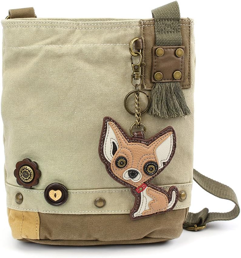 Chala Patch Cross-Body Women Handbag, Canvas Messenger Bag - Chihuahua - Sand