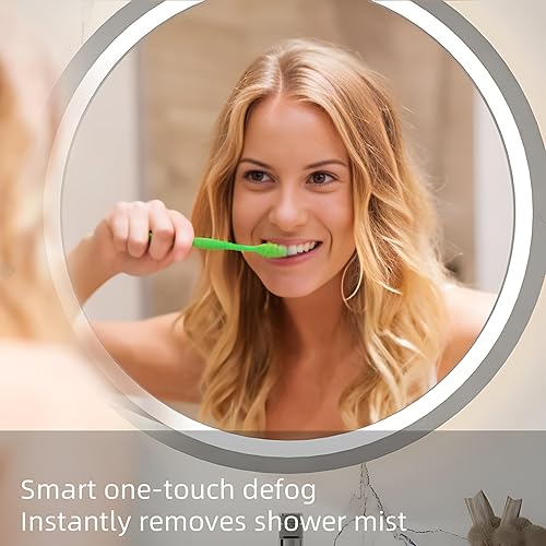 Miniatura 3 de Moderno tocador de baño de madera maciza con doble lavabo, elegantes fregaderos de cerámica doble, espejos ovalados LED antivaho  Espejo inteligente