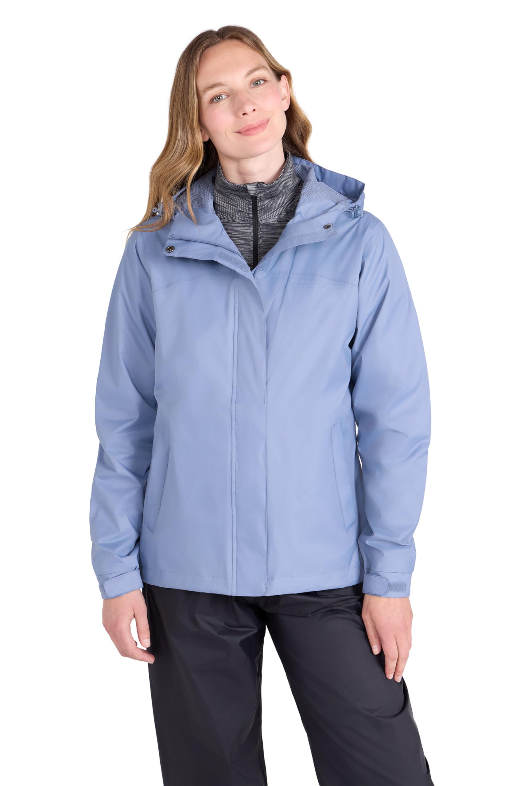 Mountain Warehouse Women's Blue Torrent Waterproof Jacket - Lightweight Raincoat, Fully Taped Seams, 2 Zipped Pockets Cagoule - Spring Summer, Travelling 6