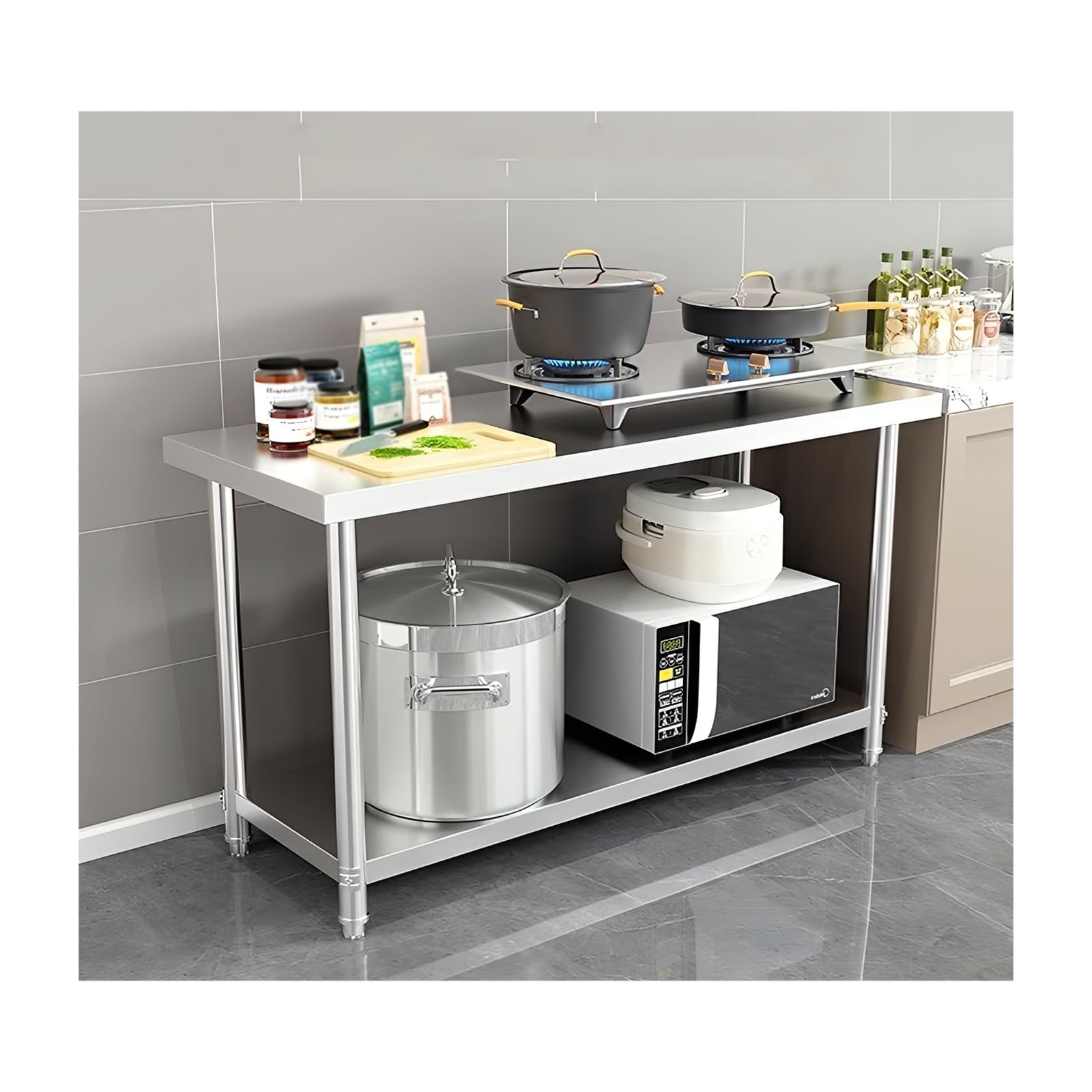 kitchen prep table, Food Preparation Workbench，Classification Storage, Multifunctional Countertop(120 * 40 * 80cm/47.2 * 15.7 * 31.5in)