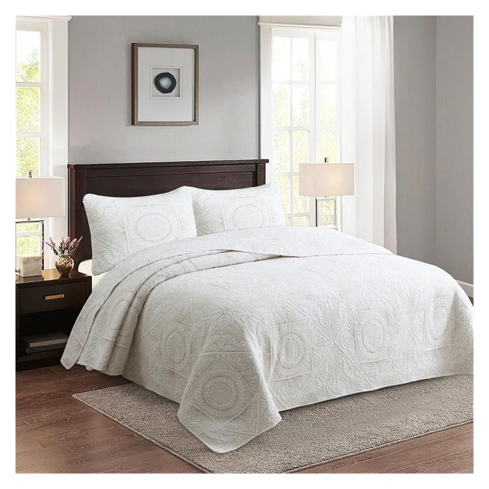 Colcha King de algodón de alta calidad Viskee ropa de cama suave premium de 3 piezas