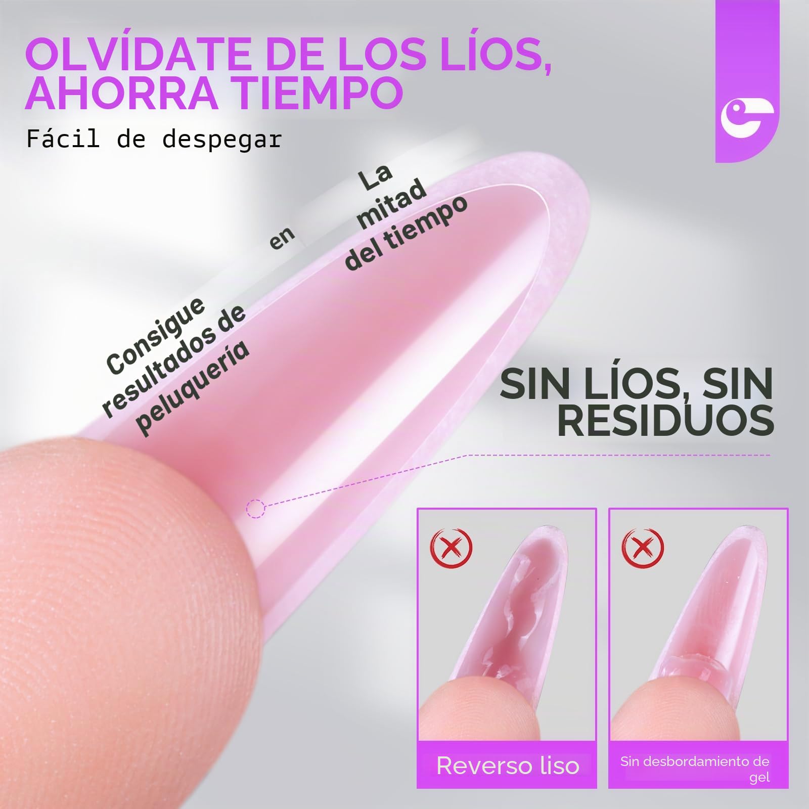 Gelike ec Formas de uñas profesionales dobles para gel constructor: diseño sándwich formas de uñas 240 piezas 15 tamaños – para extensiones de gel impecables – Fácil para bricolaje y salón