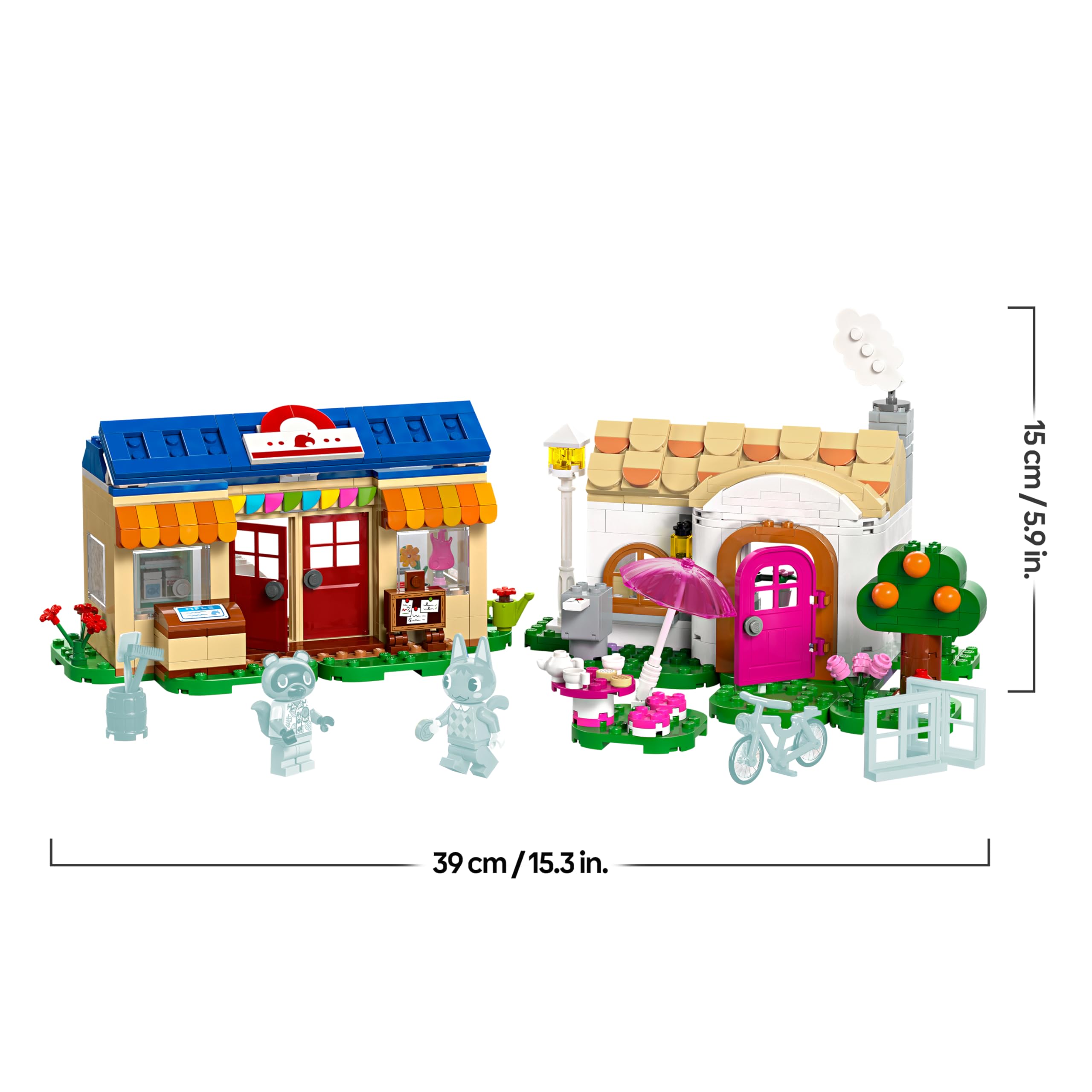 LEGO Animal Crossing Bottega di Nook e casa di Grinfia, Giochi Creativi per Bambini da 7 Anni, Modellini da Costruire di Negozio e Casa Giocattolo con 2 Personaggi della Serie di Videogiochi 77050