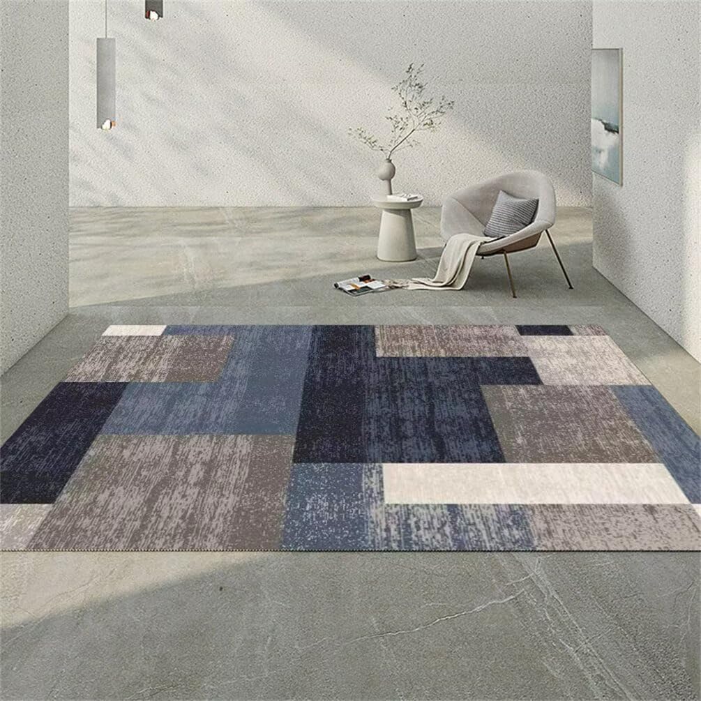 Tapis de chambre bains bleu et gris moderne garçon fille 150x200
