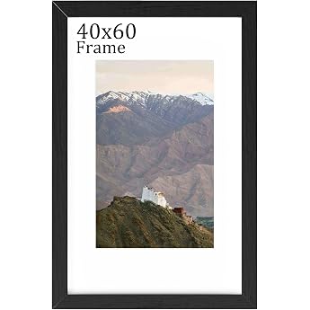RUN HELIX Picture Frame 40 x 60 cm Black - Picture Frame 60 x 40 cm with Shatterproof Acrylic Glass and Mount - Lightweight Frame 40 x 60 cm for Posters Pictures Diplomas - Wall Decoration