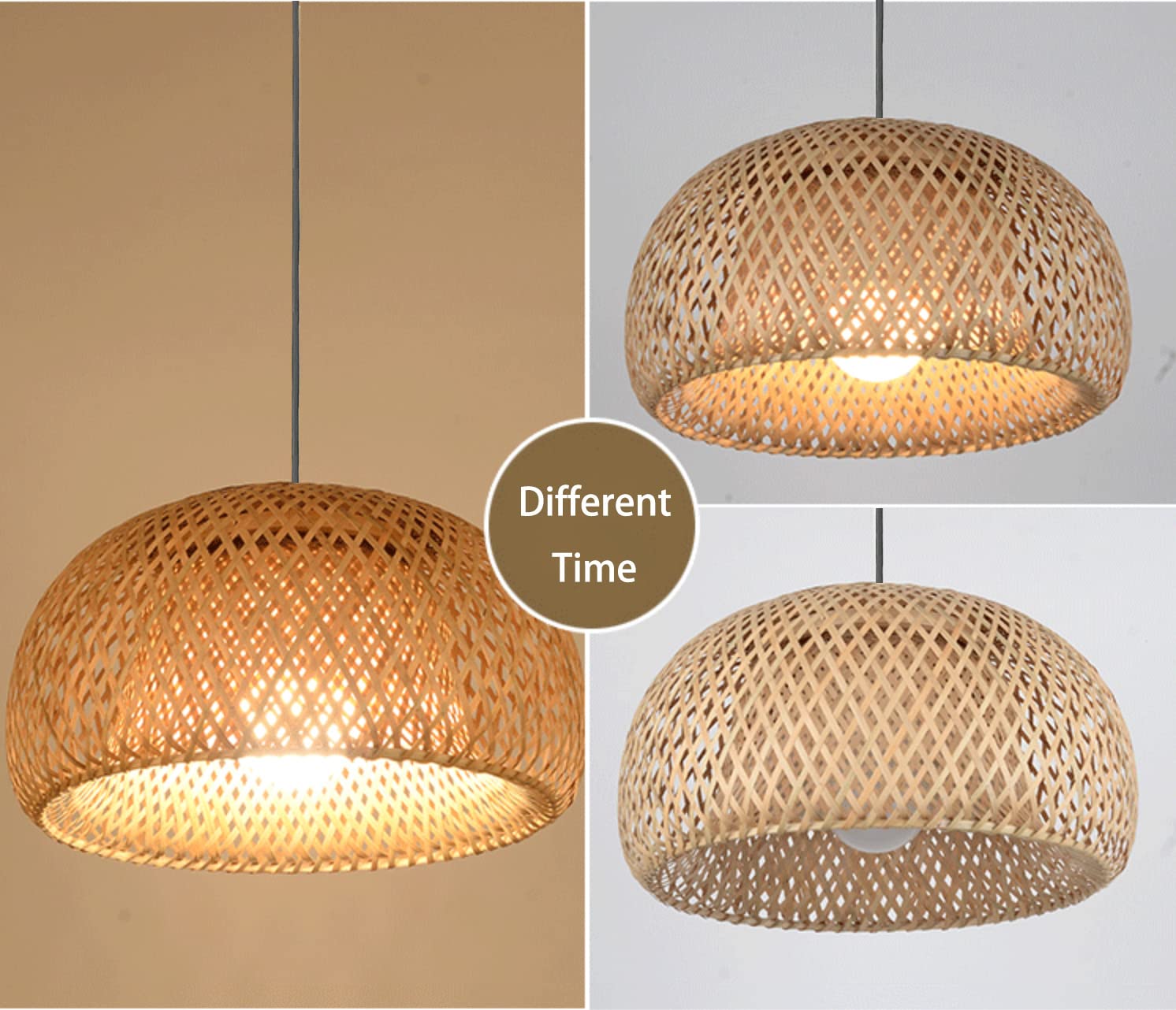 SHIKUN - Lámpara de techo tejida de bambú con pantalla, lámpara colgante vietnamita, decorativa para restaurantes, pasillos, salas de estar, bares y cafés, 30 x 18 cm