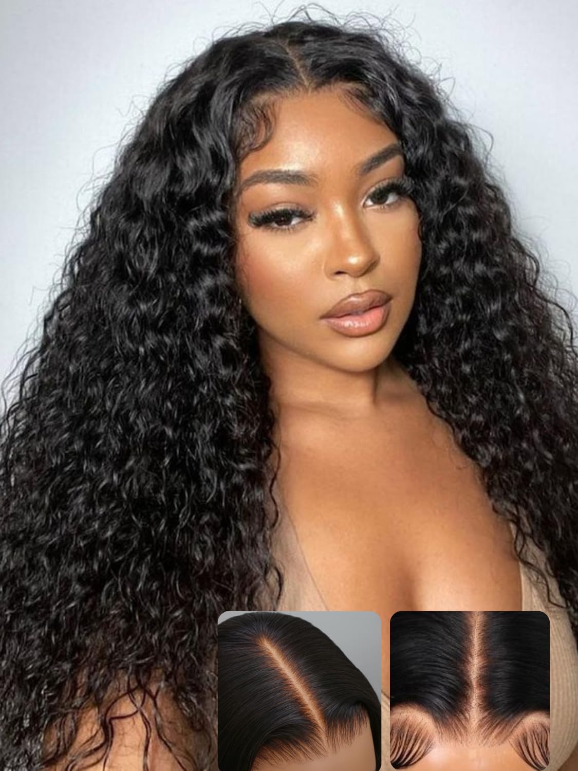 Nadula Bye Bye Knots Glueless Water Wave Wig - Wet & Wavy 7x5 Pre Cut Lace Front Wigs - Human Hair with Baby Hair - Pre Plucked, Bleached - Ready to
