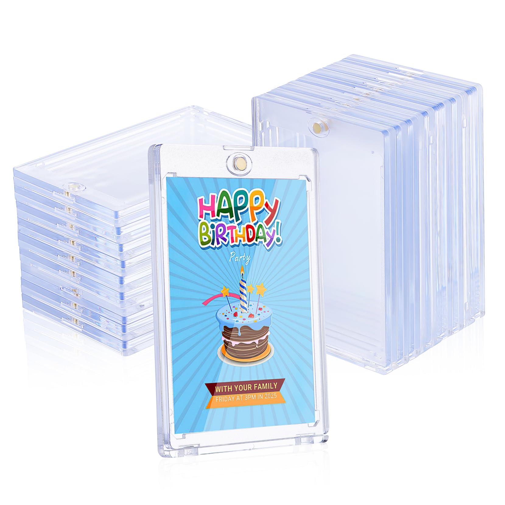 Magnetischer Kartenhalter 18 Stück Ps Hartschale für Sammelkarten | Transparente Schutzhüllen, Klare Sicht, Leicht zu Handhaben, Passend für Trading Cards und Celebrity Cards