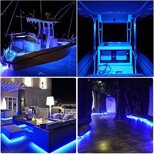 Miniatura 5 de UT - Tira de luces LED solares para exteriores, 16.4 pies, 280 LED, tira LED de luz azul con 8 modos de iluminación IP67 impermeable 2835 SMD cuerda