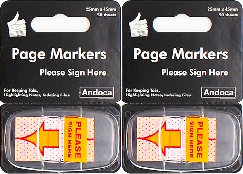 Banderas de mensaje Please Sign Here 100 páginas en total 098 x 177 pulgadas de ancho fácil de publicar 50 banderasdispensador amarillo medio 2