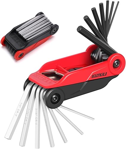 Juego de llaves Allen plegables de 14 piezas, juego de llaves Allen métricas y SAE, METRIC 0.079 in, 0.098 in, 0.118 in, 0.157 in, 0.177 in, 0.197