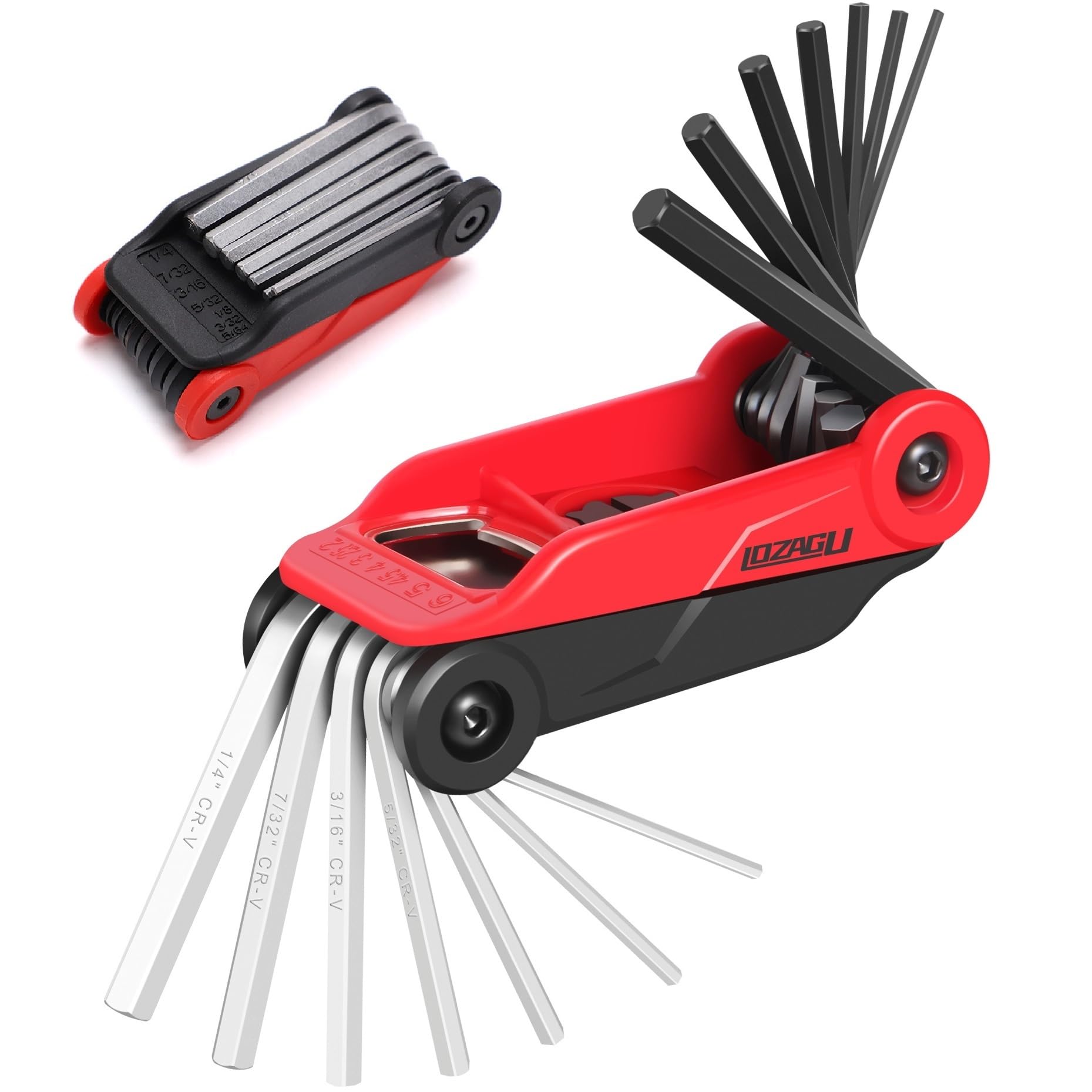 LOZAGU 14PCS Folding Allen Key Set, Metric and SAE Folding Hex Key Set, Metric 2mm, 2.5mm, 3mm, 4mm, 4.5mm, 5mm