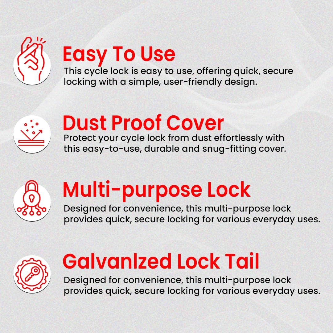Link Multipurpose Cable Lock 50 CM Length for Cycles, Bikes, Helmets or Scooters Assorted Colour | 2 Keys | 1 Lock | CL-01 (Brass Coated) 3