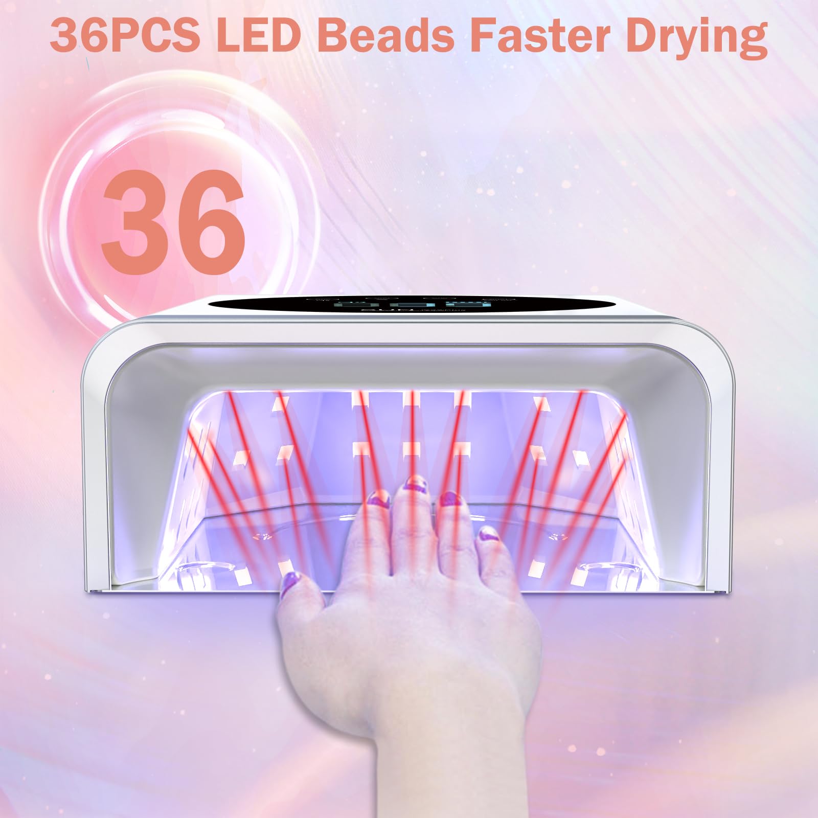 NAILGIRLS Lampade UV Per Unghie, Lampada LED UV per Unghie Ricaricabile 150 W,Portatile Lampada per Unghie Senza Fili Fornetto Unghie 4 Timer Sensore Automatico, Asciuga Unghie per Manicure Pedicure