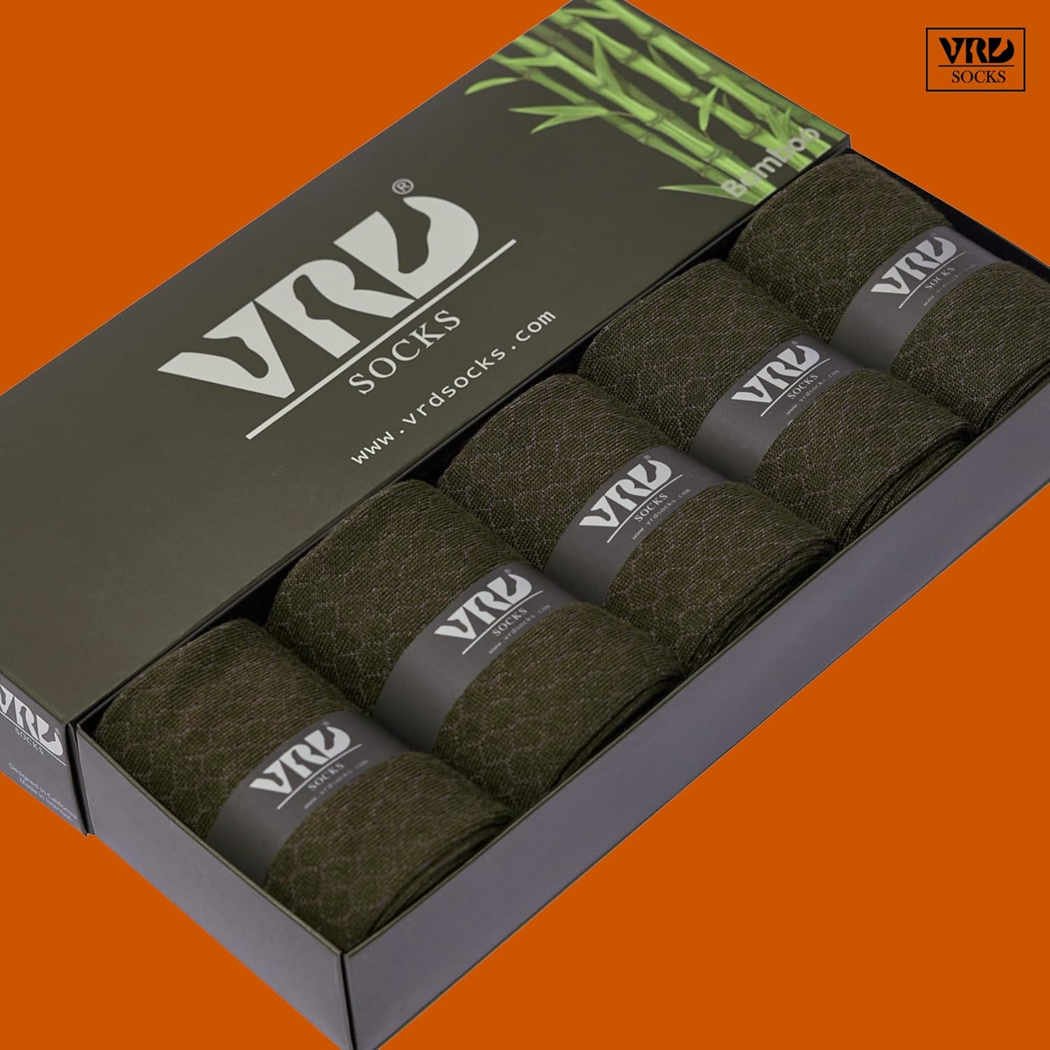 VRD Mens Dress Socks Bamboo Rayon 5-Pack Crew Socks Mid-Calf Length Fits Shoe Size 8-13 Gift Box - Image 5