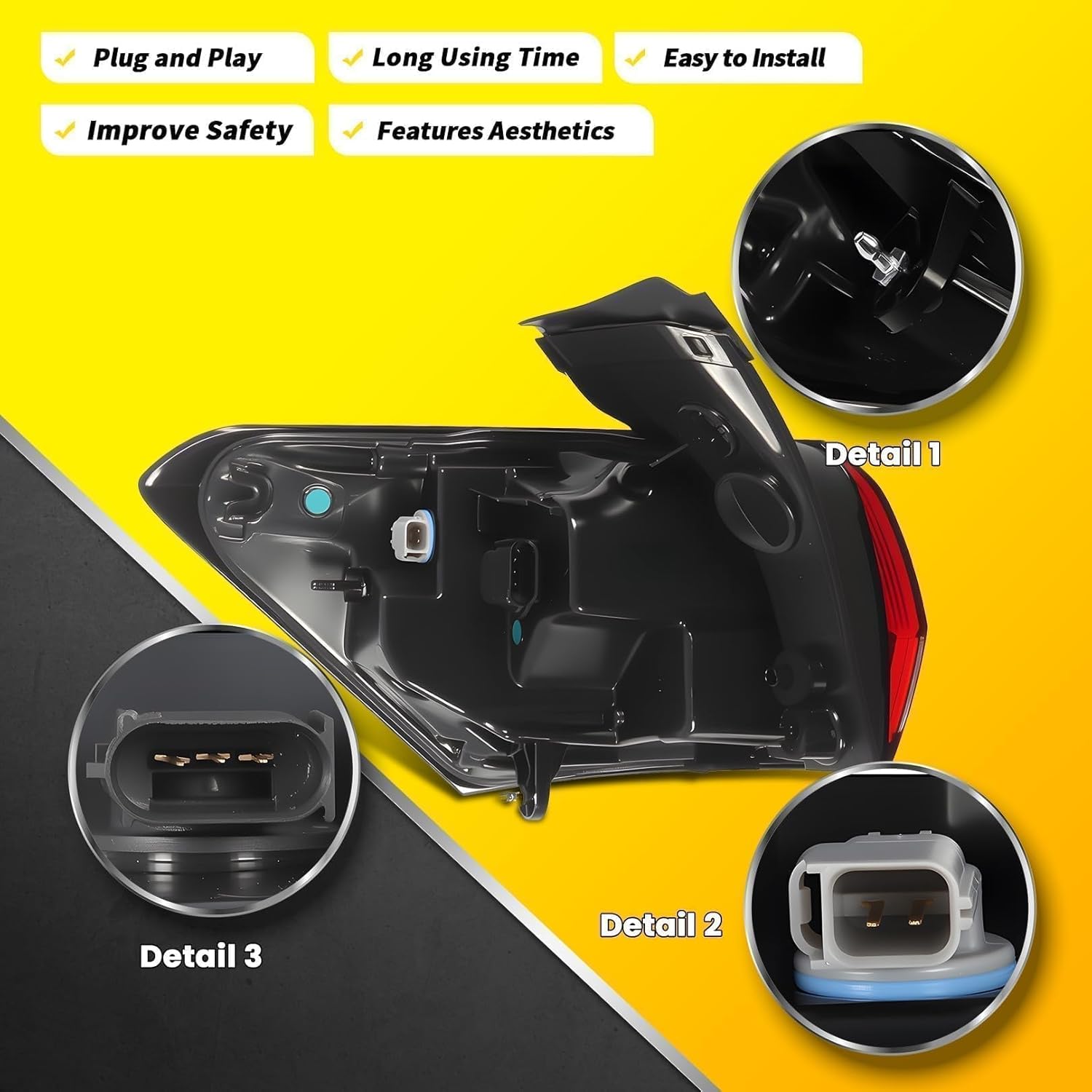 Tail Light Assembly Compatible with Equinox LS/LT 2022 2023 2024 Passenger Side Outer Taillamp with Bulbs Halogen 85132582 GM2805152 Right