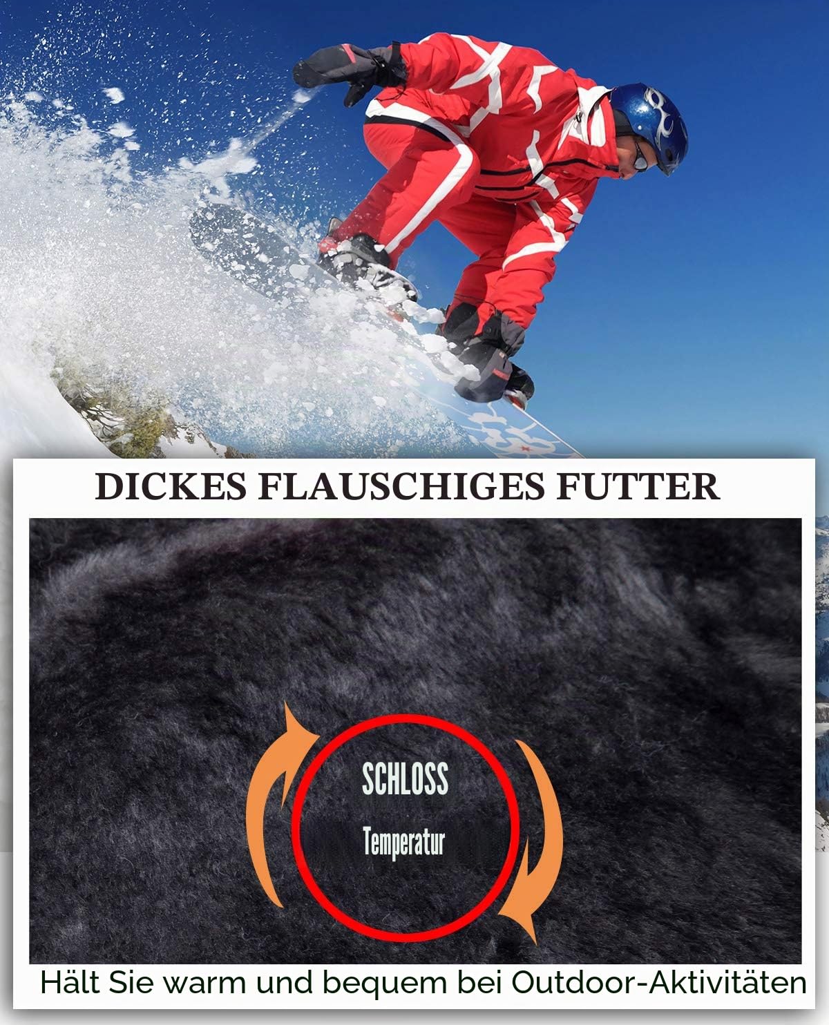 CARWORNIC Herren Winddichte Berg Ski Jacke Winter Warm Schnee Kapuze Windbreaker Wandern Snowboard Mantel