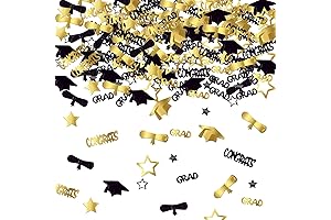 Gold and Black Graduation Confetti 2024 - The Perfect Graduation Party Sparkle...