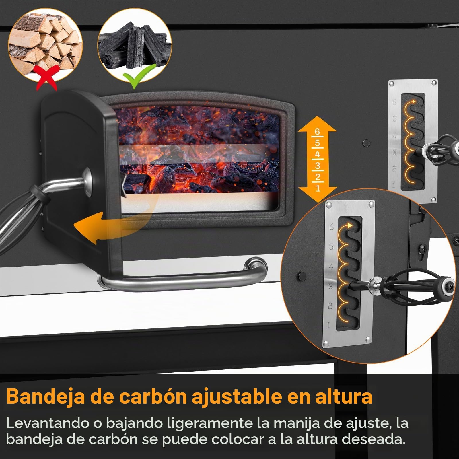 LIFERUN Parrilla Barbacoa Carbon con Tapa, XXL BBQ Smoker, Parrilla con Carrito, con 2PCS Ruedas, Termómetro, Barbacoa de Carbon para Camping y Jardín, 138x155x61 cm