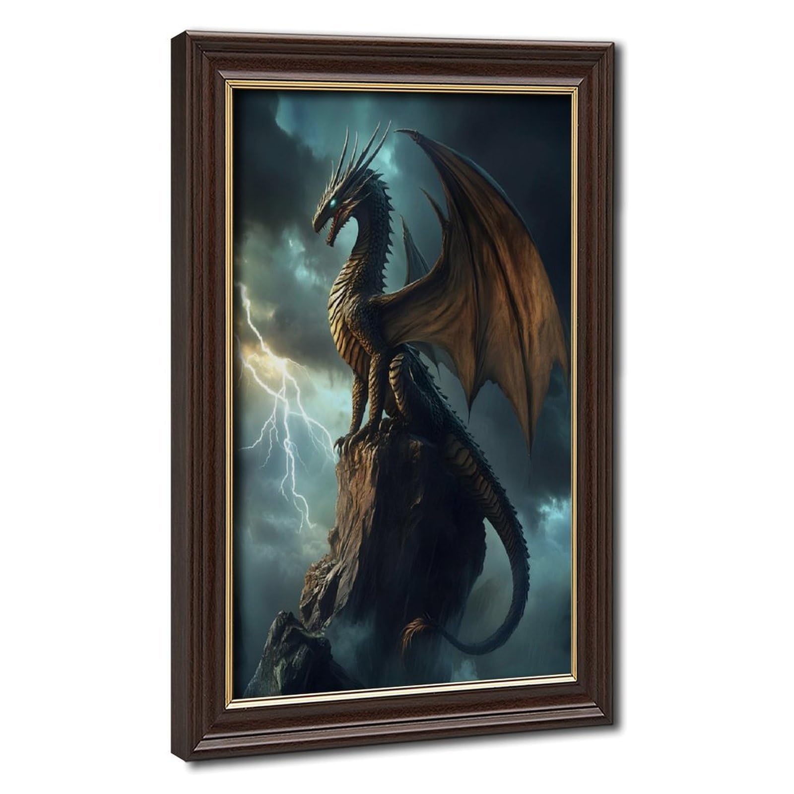 Bareronor Lightning Dragon Poster Canvas Poster Bedroom Decor Landscape Office Room Decor Gift 16" L X 24" W