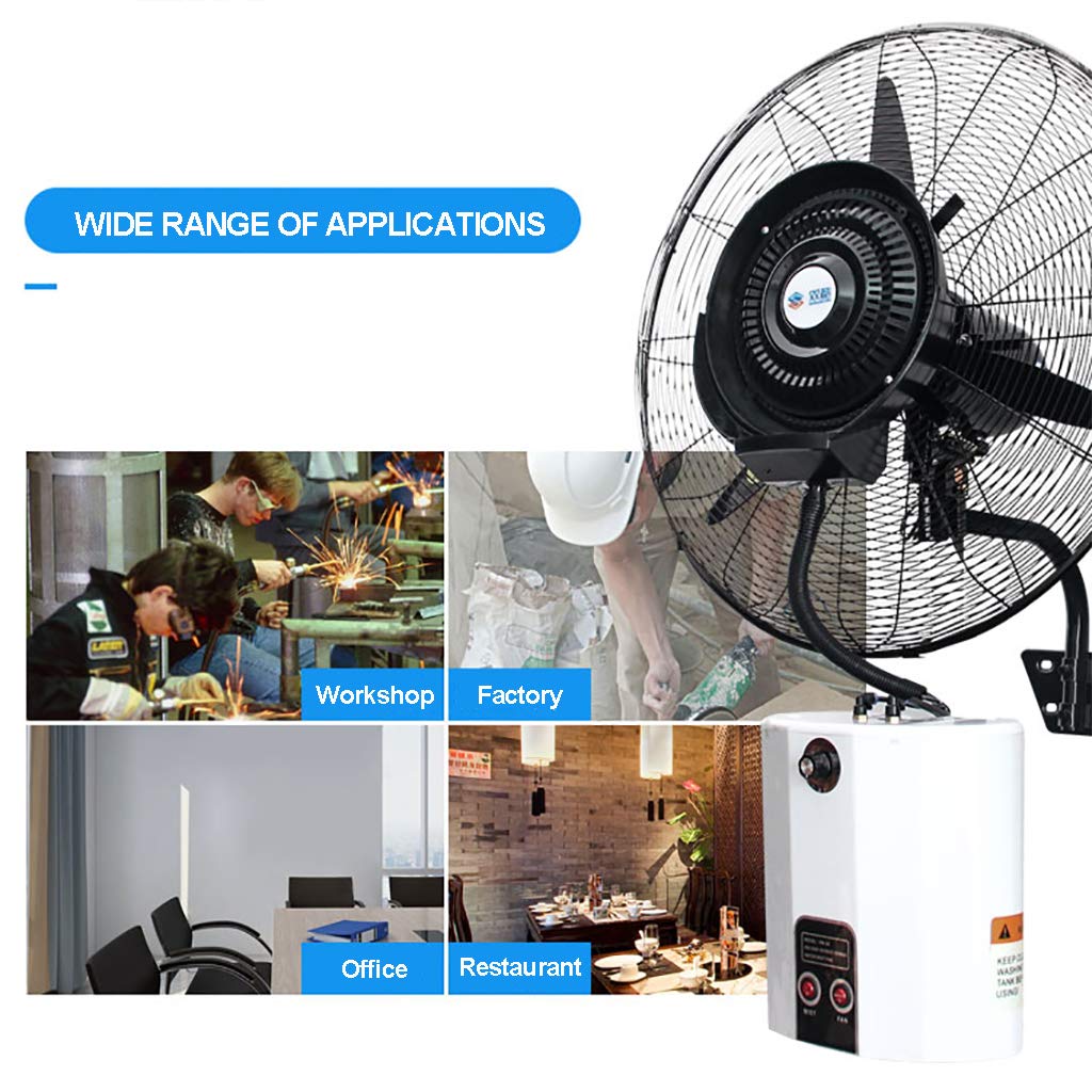 Ventilatore Nebulizzante per Montaggio a Parete Oscillante, 3 velocità, Ventilatore di Nuovo Modello per Interni/Esterni, per Uso Industriale, Commerciale, Residenziale e in Serra