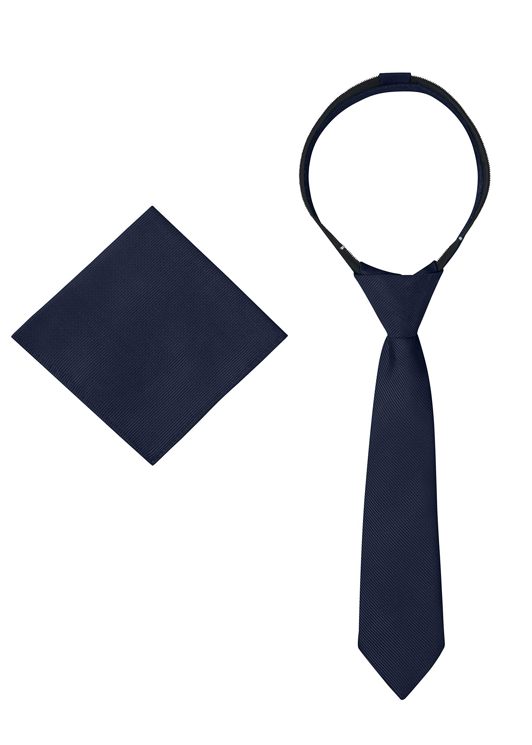 S.H. Churchill & Co. Ties For Boys - Necktie & Pocket Square - Pre-Tied Woven Kids Zipper Tie, School Uniforms Wedding