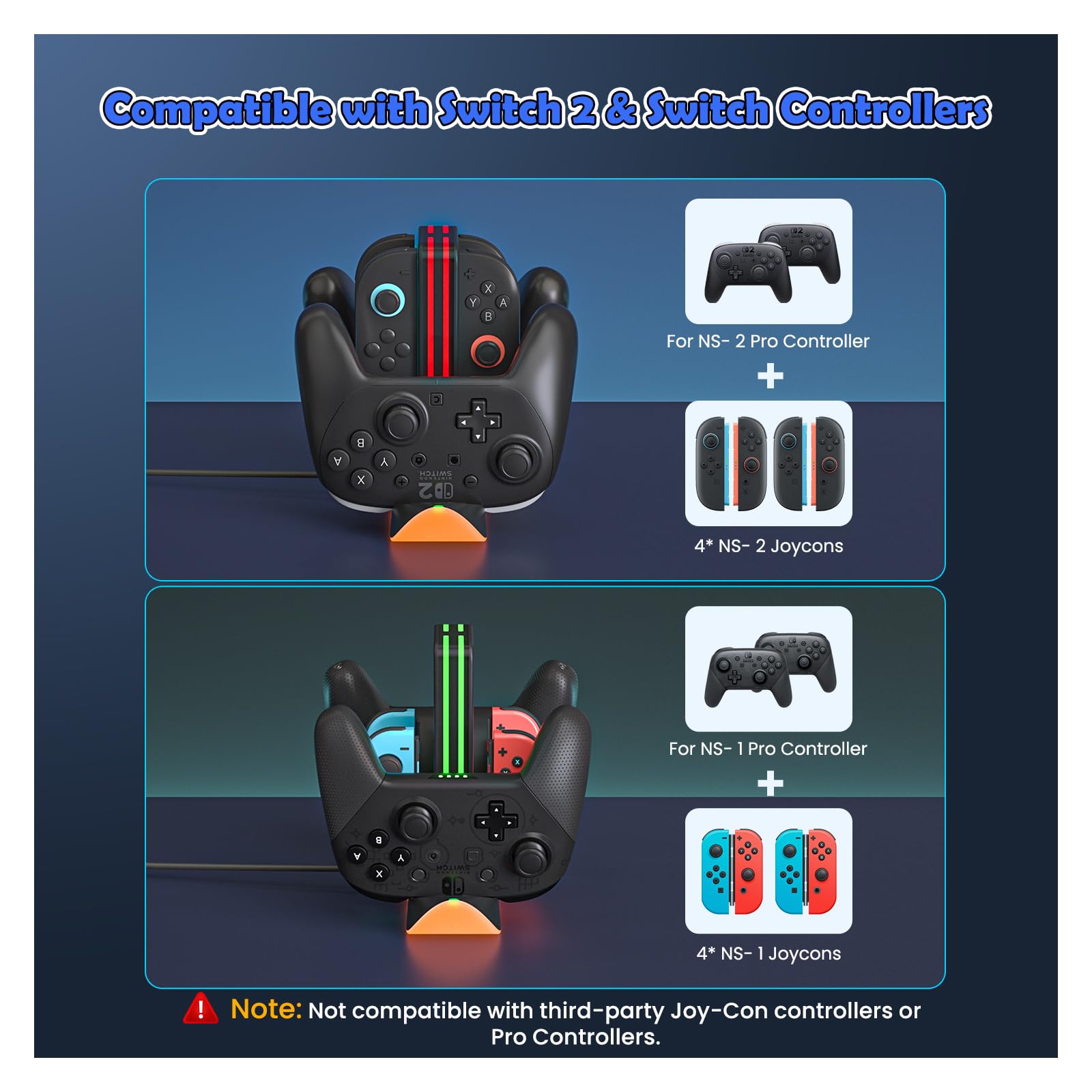 Amazon.com: Nintendo Switch 2 Controller Charging Dock, 6-in-1 RGB