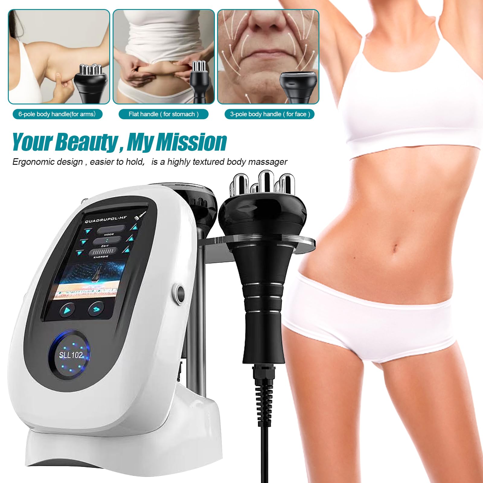 Appareil de massage radiofréquence 80K à cavitation ultrasonique, masseur anti-cellulite, masseur cutané, masseurs électriques pour bras, taille, jambes, hanches et visage