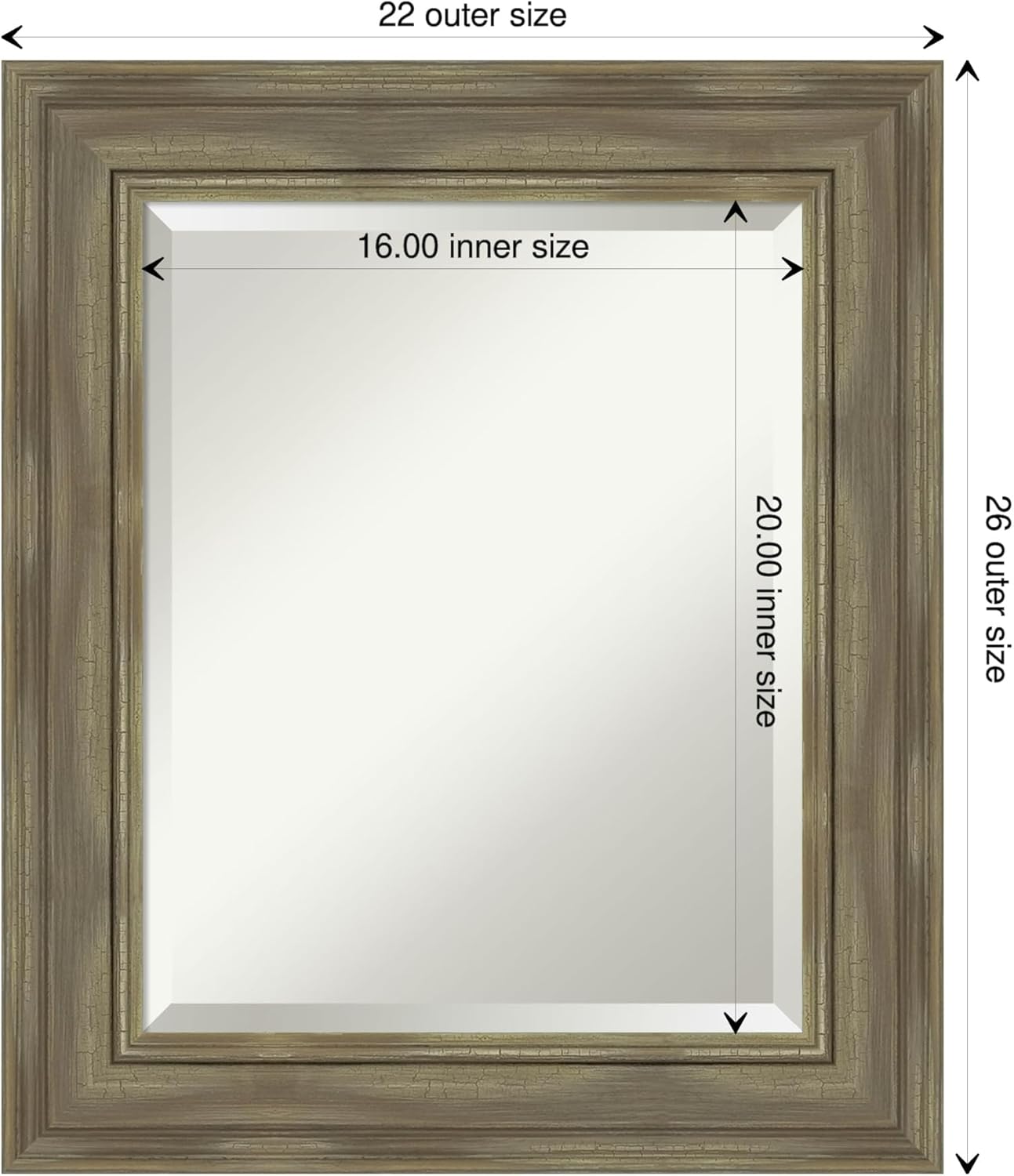 Amanti Art Grey Bathroom Mirror for Over Sink, 26x22 Alexandria Greywash Rectangle Vanity Mirror, Small Country Rustic Wood Frame, Hangs Horizonally and Vertically, Bathroom Wall Decor, Beveled Edge