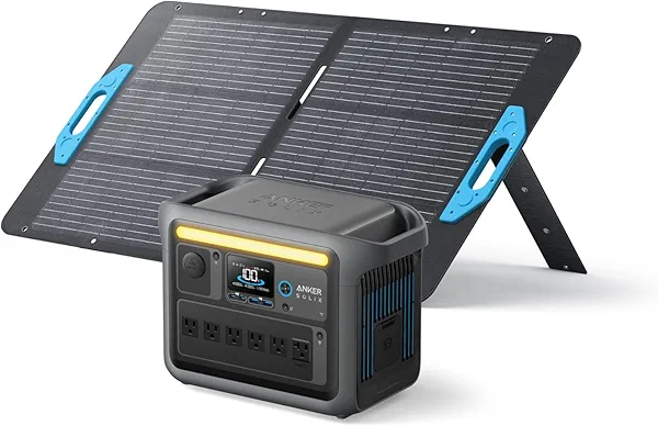 Anker SOLIX C1000 Portable Power Station with 100W Solar Panel, 1800W Solar Generator, 1056wh LFP (LiFePO4) Battery, 6 AC Outlets, Up to 2400W for Home, Power Outages, and Outdoor Camping An