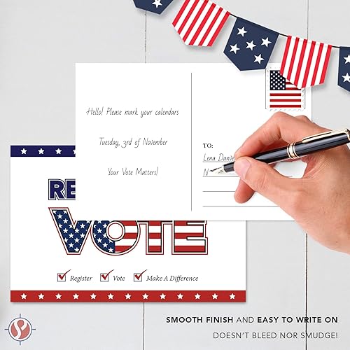 Miniatura 5 de Regístrese para votar – Tarjetas postales patrióticas en blanco para la campaña electoral de Estados Unidos | Enviable por correo, no necesita
