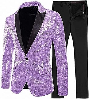 Traje de 2 piezas de esmoquin de lentejuelas con muescas y solapa para novio, trajes de boda, trajes formales de fiesta