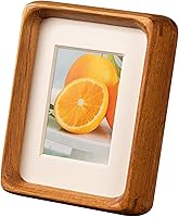 Youncewooder 3.5x5 Teak Wood Picture Frame with 2x3 Mat - Handcrafted Farmhouse Style for Baby Ultrasound Photos, Wall or Tabletop Display
