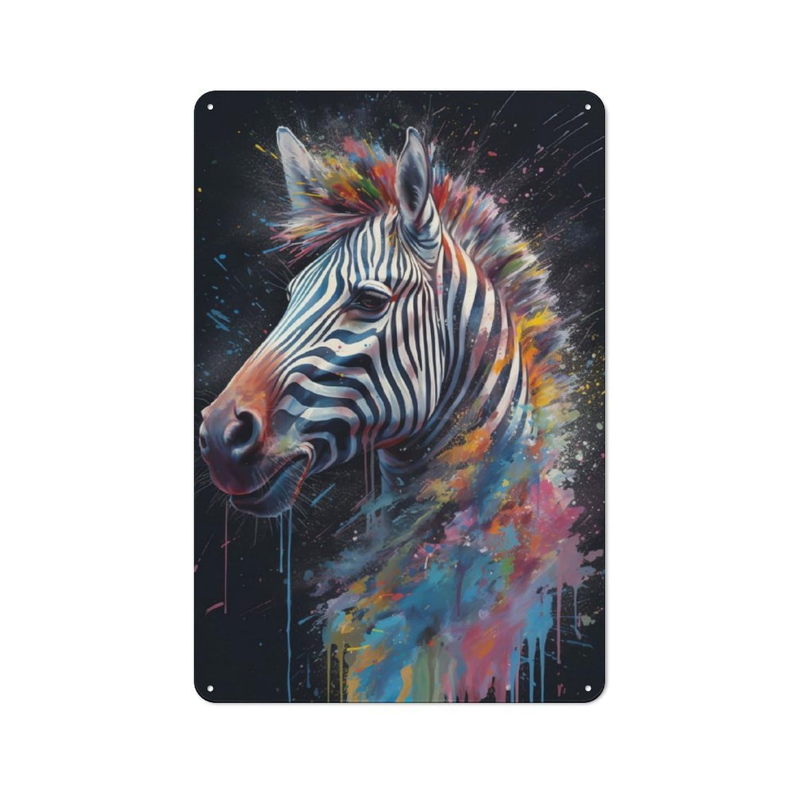 Junmoney Zebra Painting Retro Metal Plaque 30X20cm For Lounge Or Reading Corner, Winter Wall Decor For Reading Corner Decorators