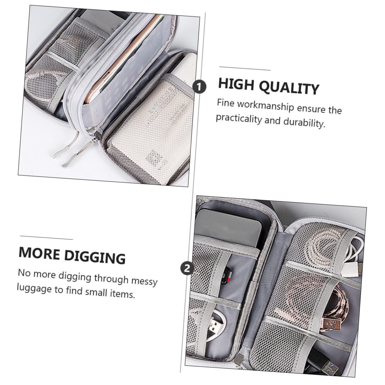 ARTIBETTER 3piezas Bolsa Organizador De Accesorios Electrónicos Estuche para Cables USB Auriculares y Disco Duro Diseño Compacto y Práctico para Viajes y Uso Diario