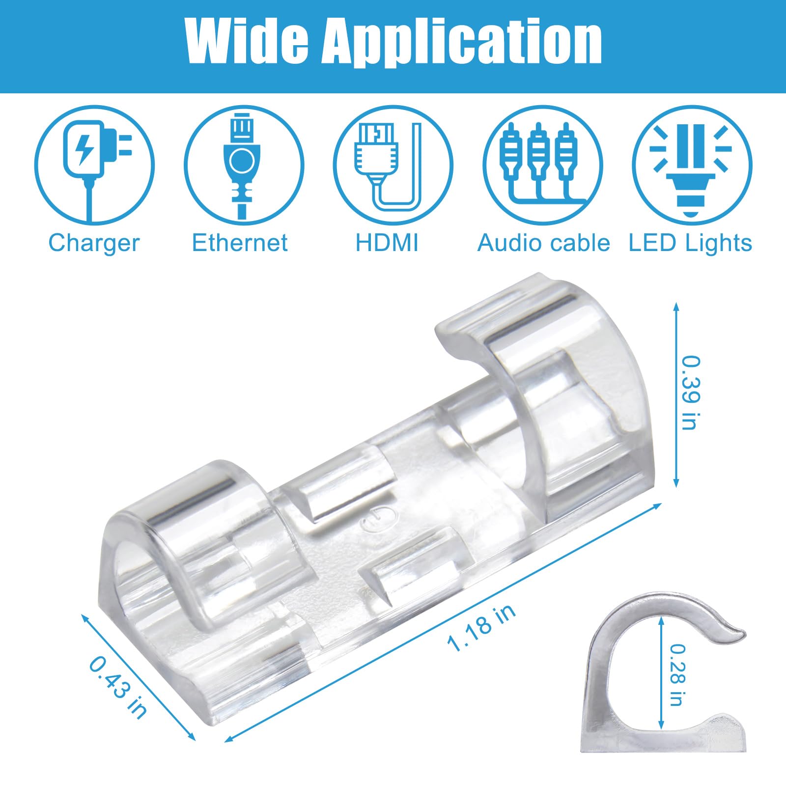 40PCS Clips Câbles, Attache Cable Adhesif Rangement De Accroche Cable Fixation Auto Collant Auto Adhesifs Clips Cable Organisateur Bureau Pour Char 97075622