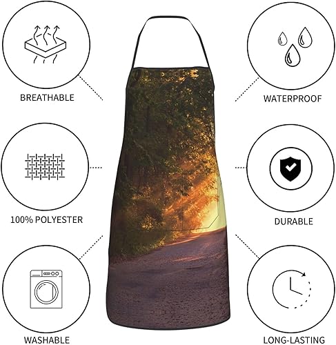 Miniatura 6 de Delantal fresco del bosque, delantales de cocina para hombres y mujeres, delantal de cocina delantal de chef delantal de jardín ajustable con 2