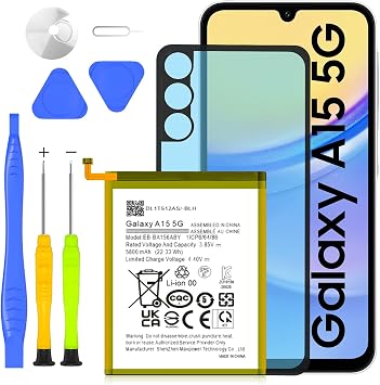 SHENMZ Galaxy A15 Battery,5800mAh Upgraded EB-BA156ABY Battery Compatible with Samsung Galaxy A15 5G SM-A156B SM-A156B/DS SM-A156P SM-A156P/DS SM-A156U1/DS with Adhesive & Repair Tools Kit