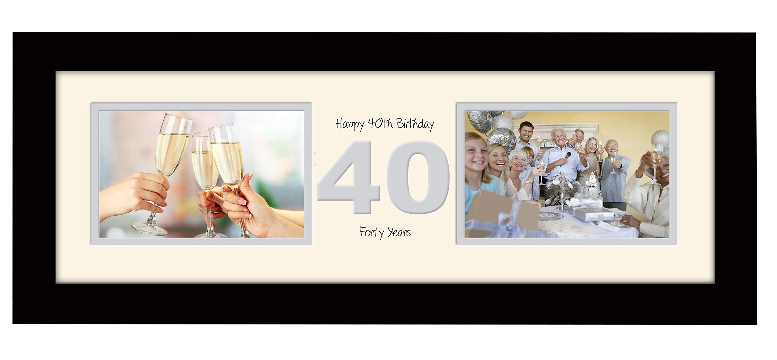 Photos In A Word Black Finish Frame Cream Mount Grey Inside 40Th Birthday Photo Frame Fortieth Gift Takes Two 6”X4” Landscape Photos 1224A (Black Finish Frame Cream Mount Grey Inside)