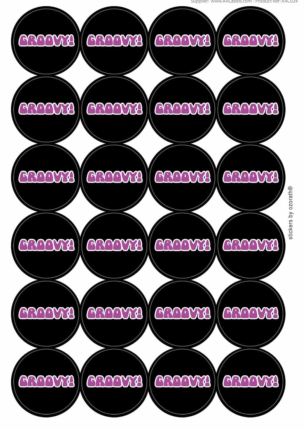 Ozorath Multicolour Groovy Retro 1960S 1970S Sixties Seventies Circular Matt Paper Stickers A4 Sheet Of 24 (Each Sticker Is 45Mm Diameter)