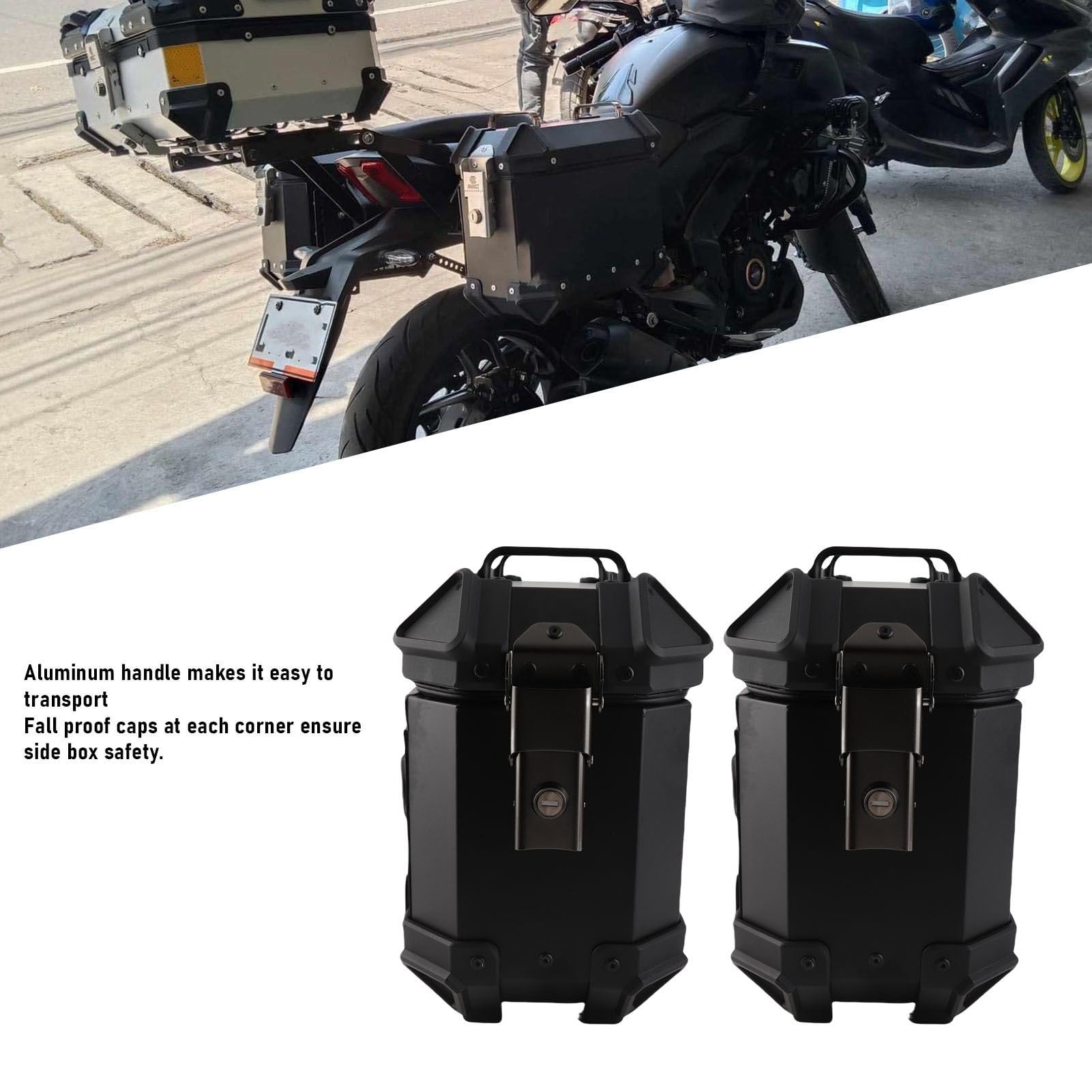 Acouto Uniwersalna Obudowa Boczna Motocykla Stop Aluminium 18L Lewy Prawy Twardy Kufer Podsiodłowy z Zamkiem Han Kufer Boczny Motocykla Han Aluminiowa Boczny na bagaż Motocyklowy Ha Boczna Torba