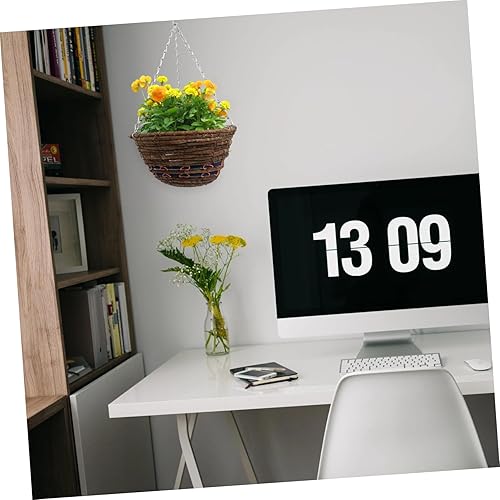 Miniatura 9 de Cesta de flores de ratán semicírculo, tejida para colgar, cestas de almacenamiento de mimbre para plantas, macetas colgantes al aire libre, macetas