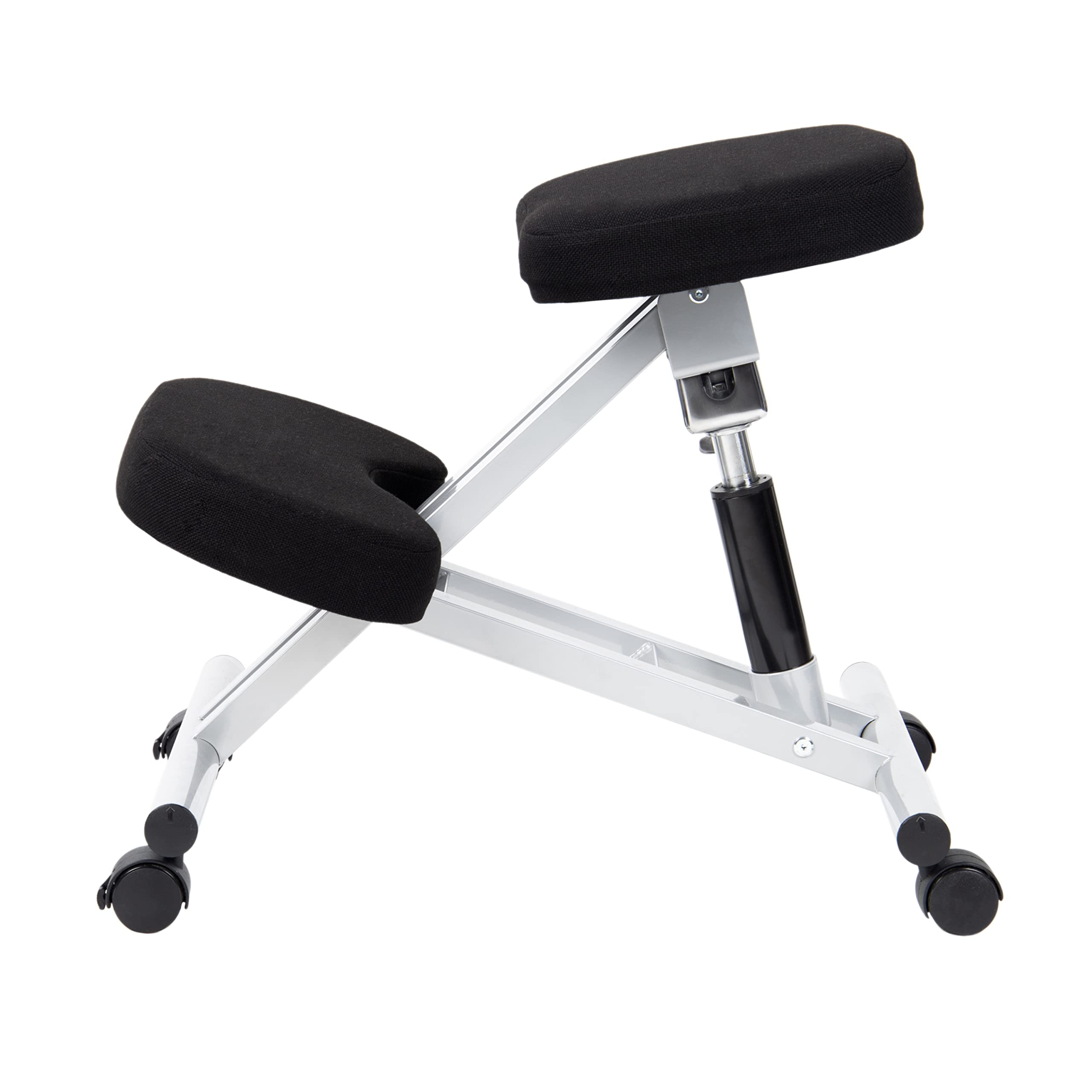 duehome | Silla de Oficina Ergonomica, Silla de Escritorio, Modelo Flip, Acabado en Color Negro y Aluminio, Medidas: 46 cm (Ancho) x 50 cm (Fondo) x 55-65 cm (Alto)