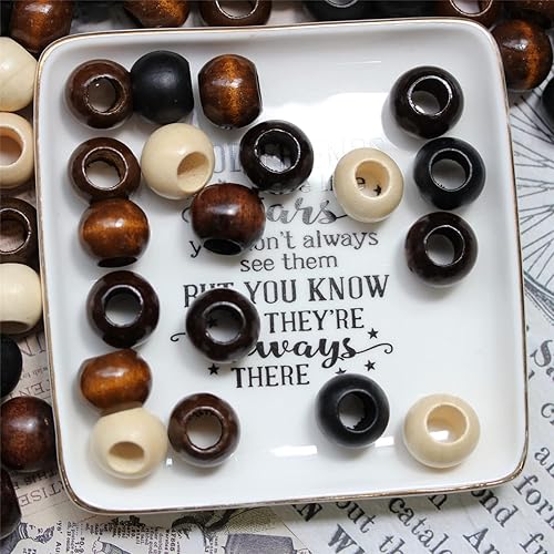 Miniatura 108 de BetterJonny 400 cuentas de madera de agujero grande, cuentas de madera de colores surtidos, cuentas trenzadas de 0.472 x 0.433 in para macramé