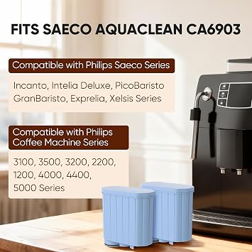 PUREPLUS Coffee Filter Compatible with Philips AquaClean CA6903, Saeco Espresso Machines High-Grade Resin & Coconut Carbon Up to 5,000 Cups Improves Coffee Taste & Protects Machine, 3 Pack