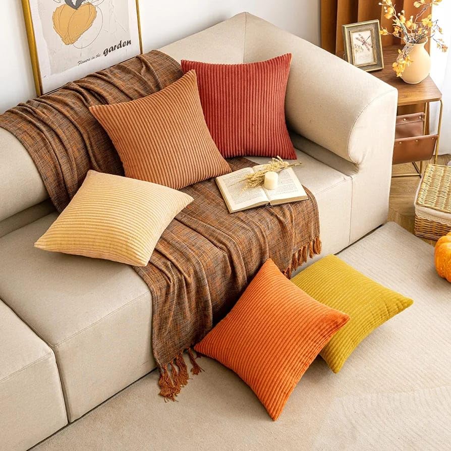 Image of Guffaw Corduroy Rectangular Cushion Covers, Size 12x18, Pack of 2, Multiple Colors (1, Mustard)